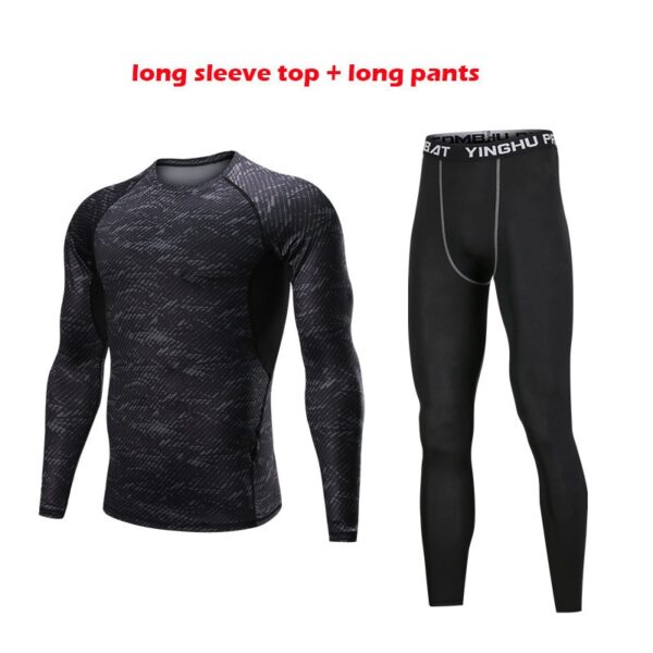 Men Sportswear Black Compression Sports Suit Elastic Tracksuit Breathable Workout Clothes